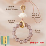 Grey Agate Yellow God of Wealth Lotus Bodhidharma Buddha Phone Chain - 图片 7
