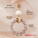 Grey Agate Yellow God of Wealth Lotus Bodhidharma Buddha Phone Chain - 图片 6