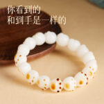 Natural white jade bodhi seed soft play bracelet - 图片 4