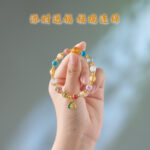 Gold foil glaze yellow God of Wealth mantra fortune luck bracelet - 图片 6