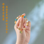 Gold foil glaze yellow God of Wealth mantra fortune luck bracelet - 图片 3